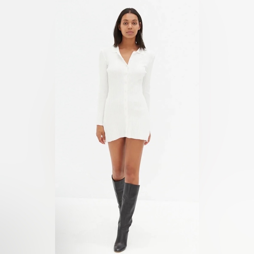 Style Addict Collared White  Shirt Dress
